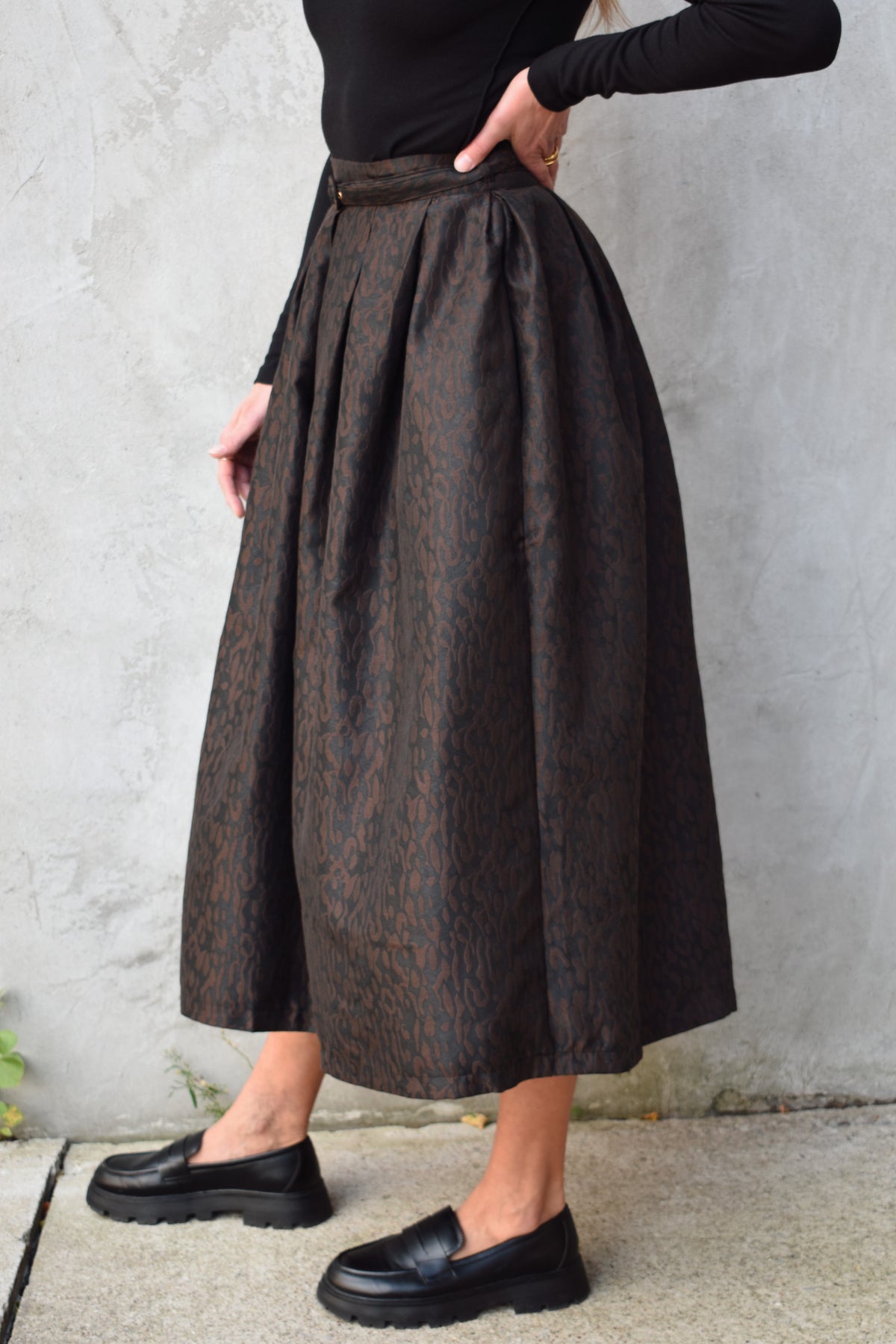 leopard midi skirt