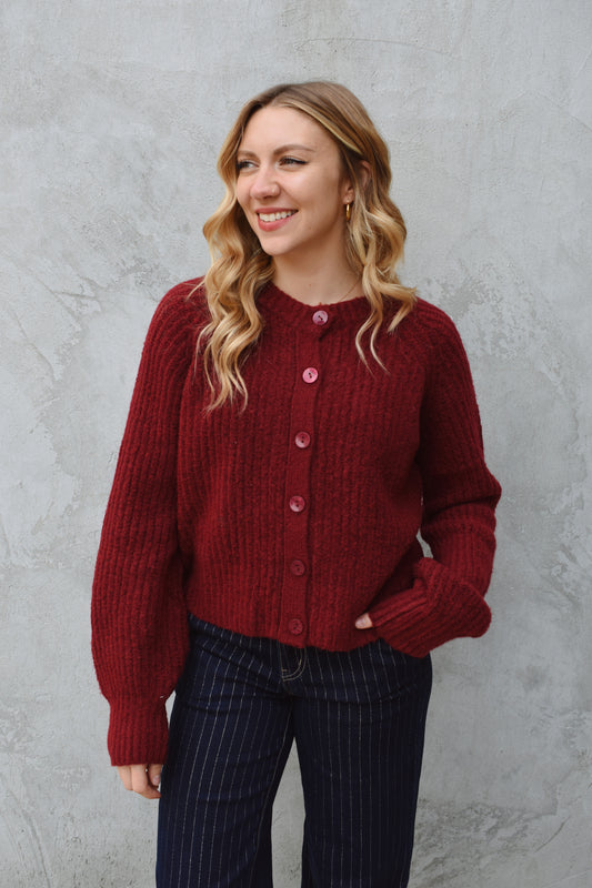 ribbed button cardigan