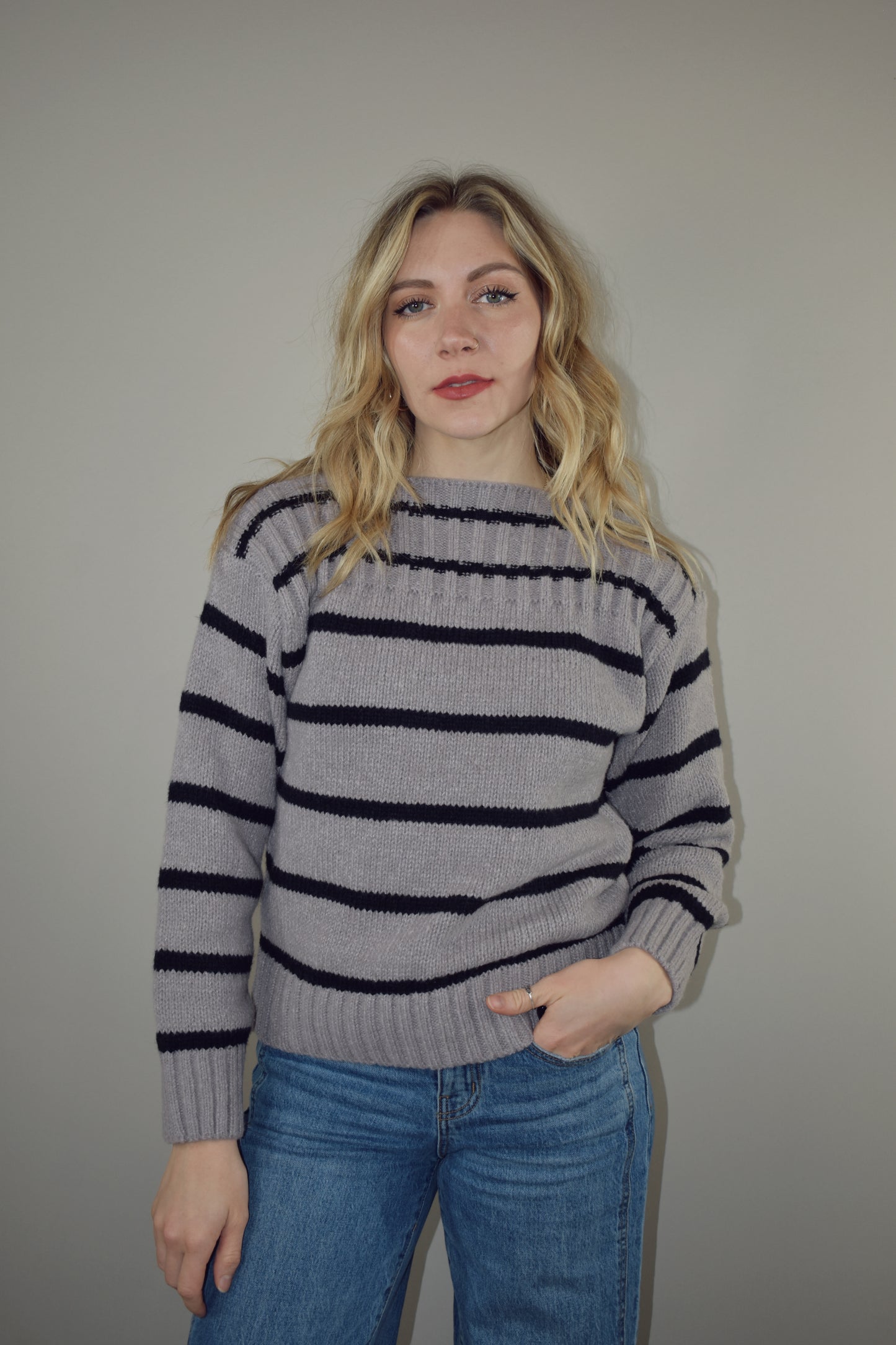 striped boatneck sweater