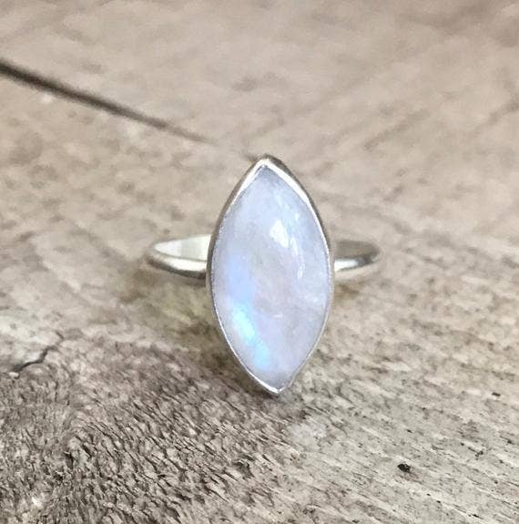 rainbow moonstone marquis boho western ring gilded bug the revival